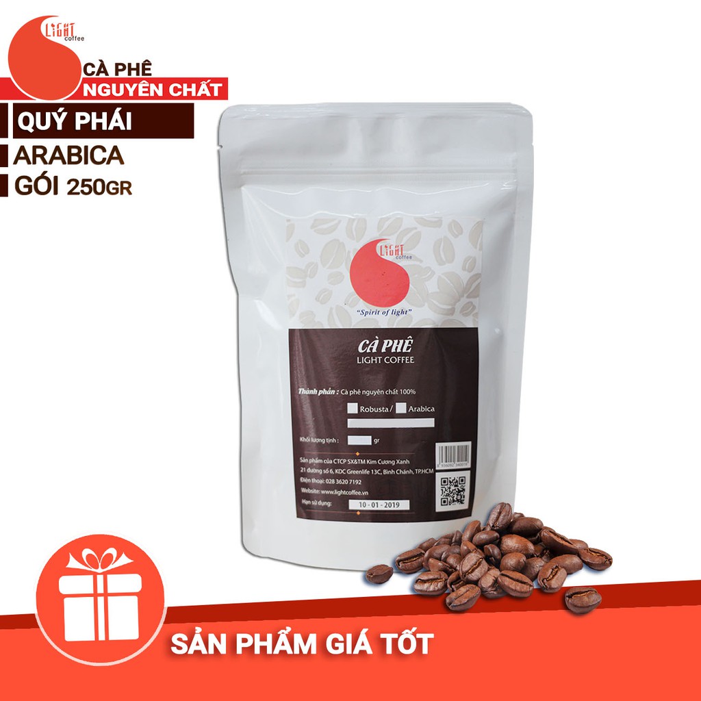 250gr - Cà phê hạt Arabica dùng pha máy - Light Coffee - Cà phê nội địa giá rẻ