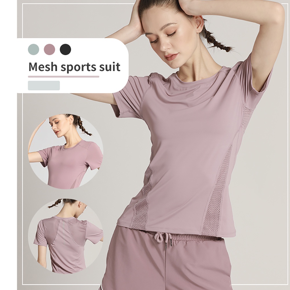 Áo thun OHSUNNY tay ngắn dáng ngắn rộng nhanh khô thời trang thể thao yoga dành cho nữ