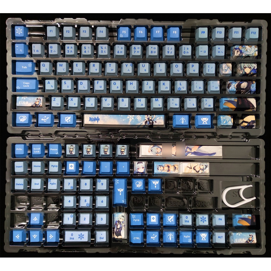 Eula keycaps Cherry Profile Genshin Impact theme Anime 128 phím PBT Năm mặt Thuốc nhuộm thăng hoa keycaps cơ học