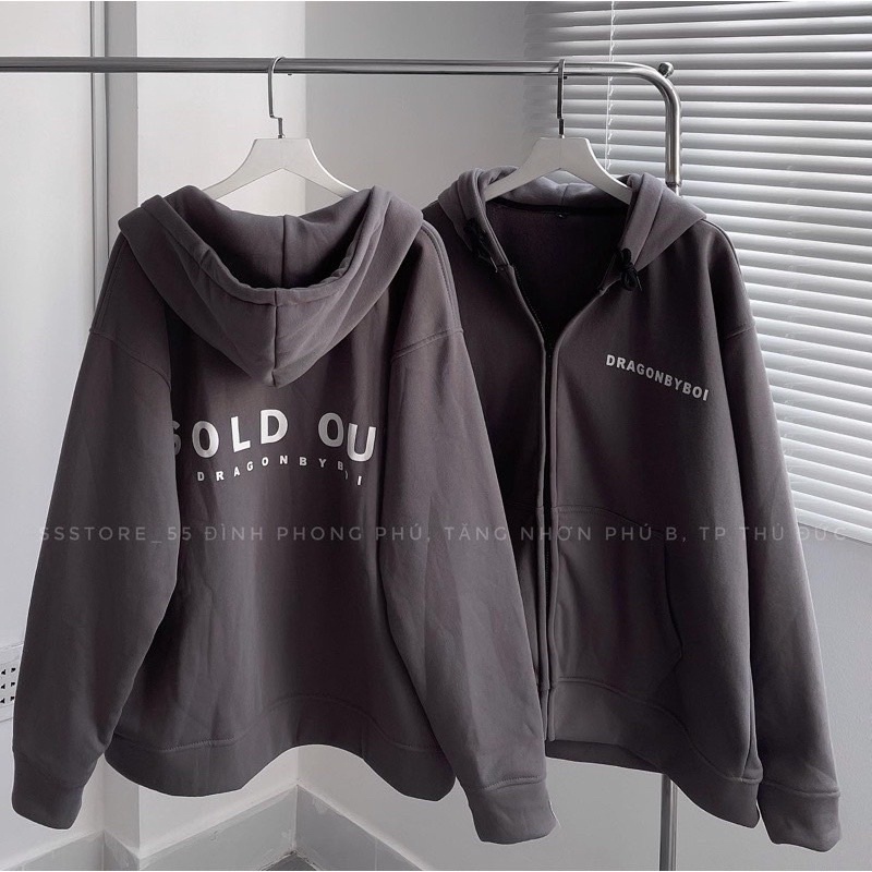 Áo Khoác Mũ Kéo Khoá SOLD OUT From Rộng Chất Nỉ Dày Dặn Unisex Ulzzang (Hàng Sẵn, Ảnh Thật)