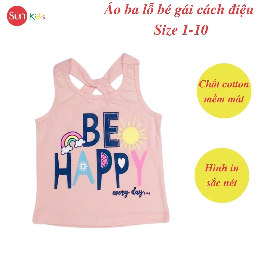 Áo thun bé gái, áo phông bé gái dáng ba lỗ, chất cotton, nhiều màu, size 1-10 - SUNKIDS