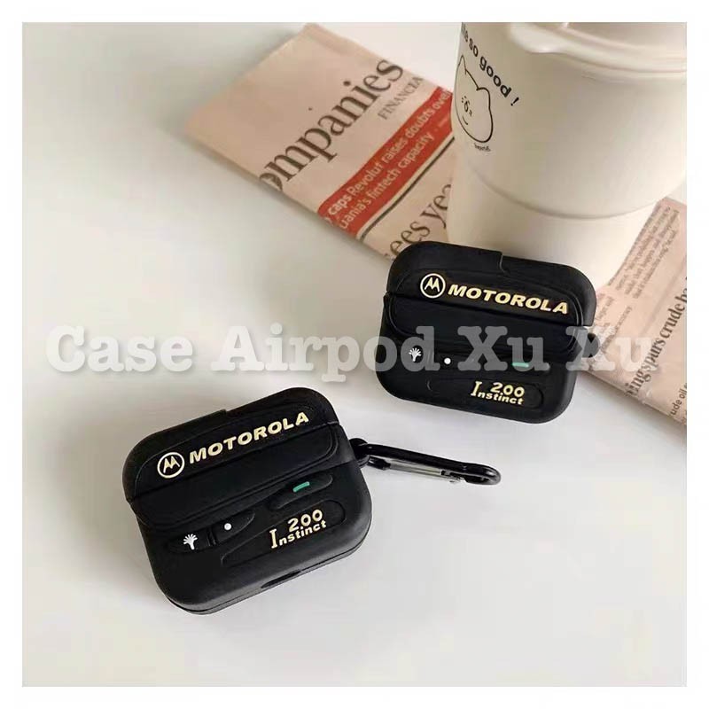 Ốp tai nghe Airpod 1/2, Airpods Pro Máy nhắn tin Motorola silicon in 3D sắc nét.
