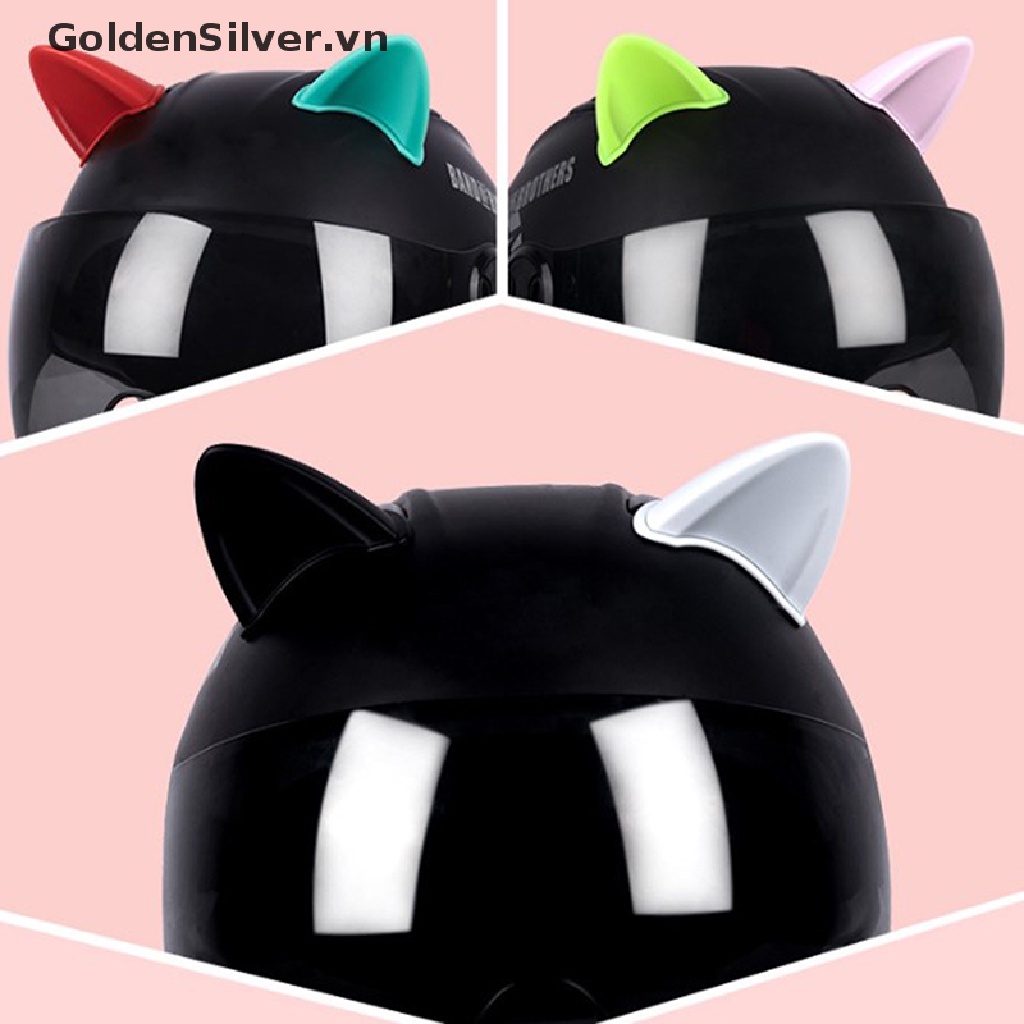 Set 2 Miếng Dán Trang Trí Mũ Bảo Hiểm Hình Tai Mèo Dễ Thương