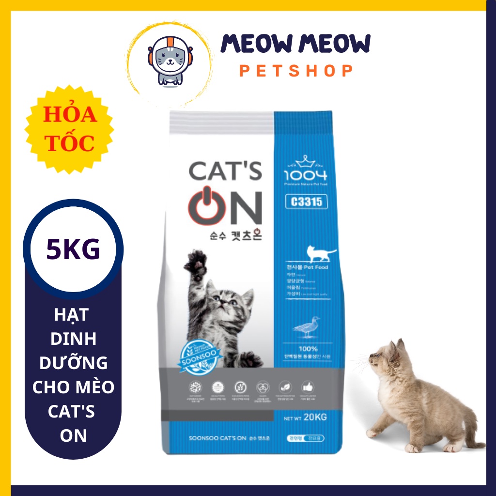 [Mã PET50 giảm 10% - tối đa 50K đơn 250K] Hạt cho mèo Cat On (Cat's On) loại 5KG - Hạt dinh dưỡng cho mèo mọi lứa tuổi.