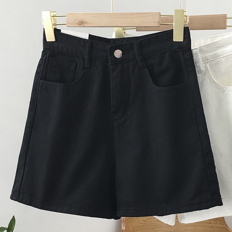 Quần lửng ngố kaki nữ, quần short lưng cao - ống rộng kaki trắng đen form Ulzzang có bigsize