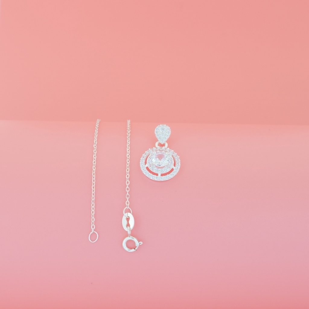 Dây chuyền bạc 925 mặt tròn đính đá nhỏ sáng lấp lánh thời trang cho nữa  ANTA Jewelry - ATJ6543M