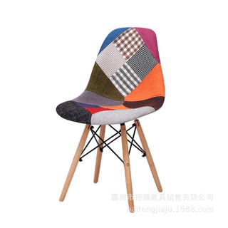 Ghế Eames họa tiết thổ cẩm, ghế họa tiết chân đan gỗ bảo hành 1 năm
