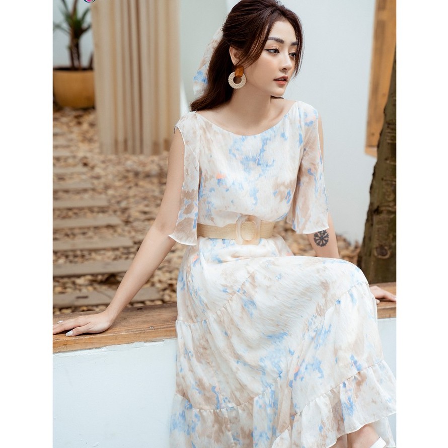 Đầm xòe, bèo tầng, tay sẻ Emspo DM4089