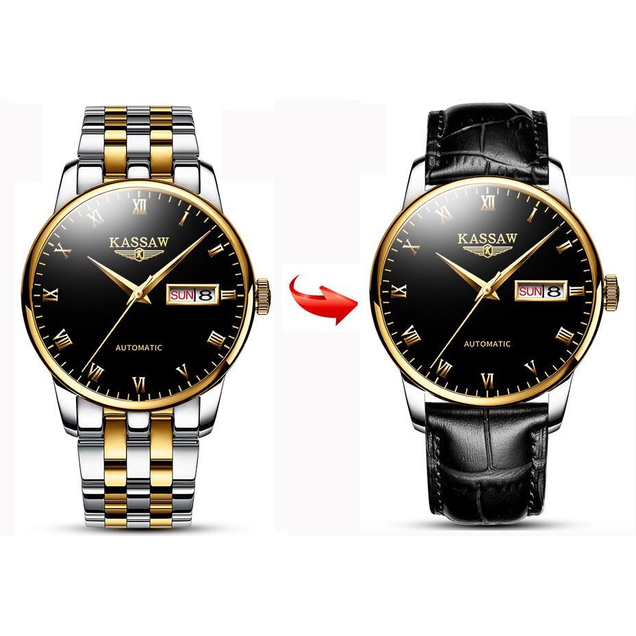 Đồng hồ nam chính hãng KASSAW K853-2 Kính sapphire ,chống xước,Chống nước ,BH 24 tháng,Máy cơ (Automatic) ,dây kim loại