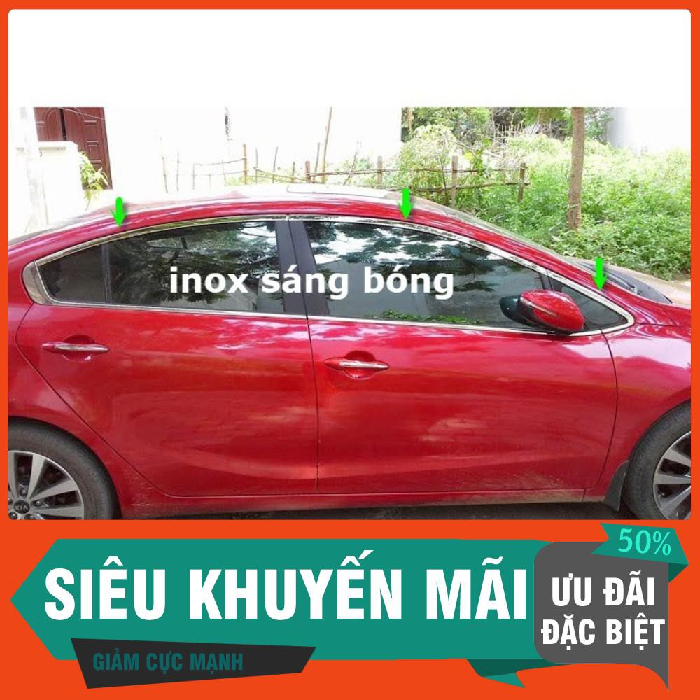 Nẹp inox chân kính và viền cong Kia K3, Cerato 2016-2018