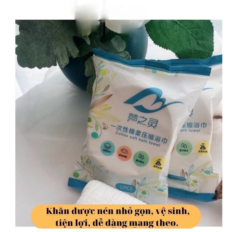 Khăn Tắm Nén Du Lịch 70x140cm Khăn Tắm Dùng 1 lần Cotton Tiện Lợi Thấm Hút Tốt, Không Đổ Lông, Mềm Mịn (SP200216)