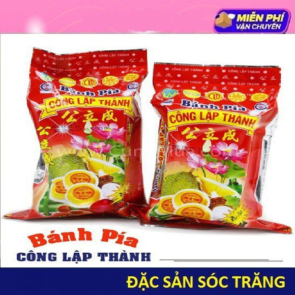 [đồ ăn vặt] Combo 2 gói Bánh Pía Đậu Xanh Sầu Riêng - Công Lập Thành - 300g (4 bánh)