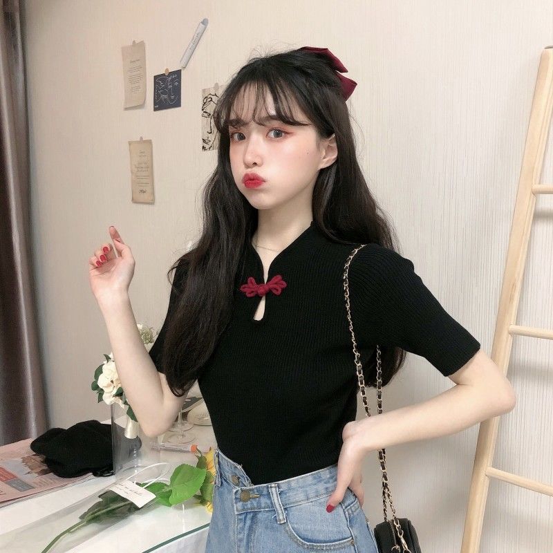 Áo nữ tay ngắn form ôm thanh lịch thời trang