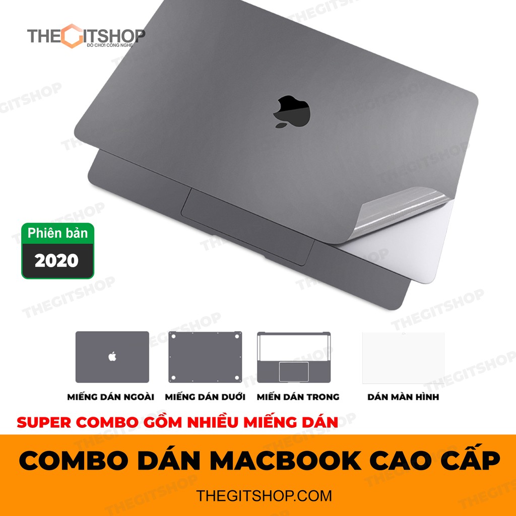 Combo skin bạc dán bảo vệ macbook, chống xuớc cho MAcbook cao cấp