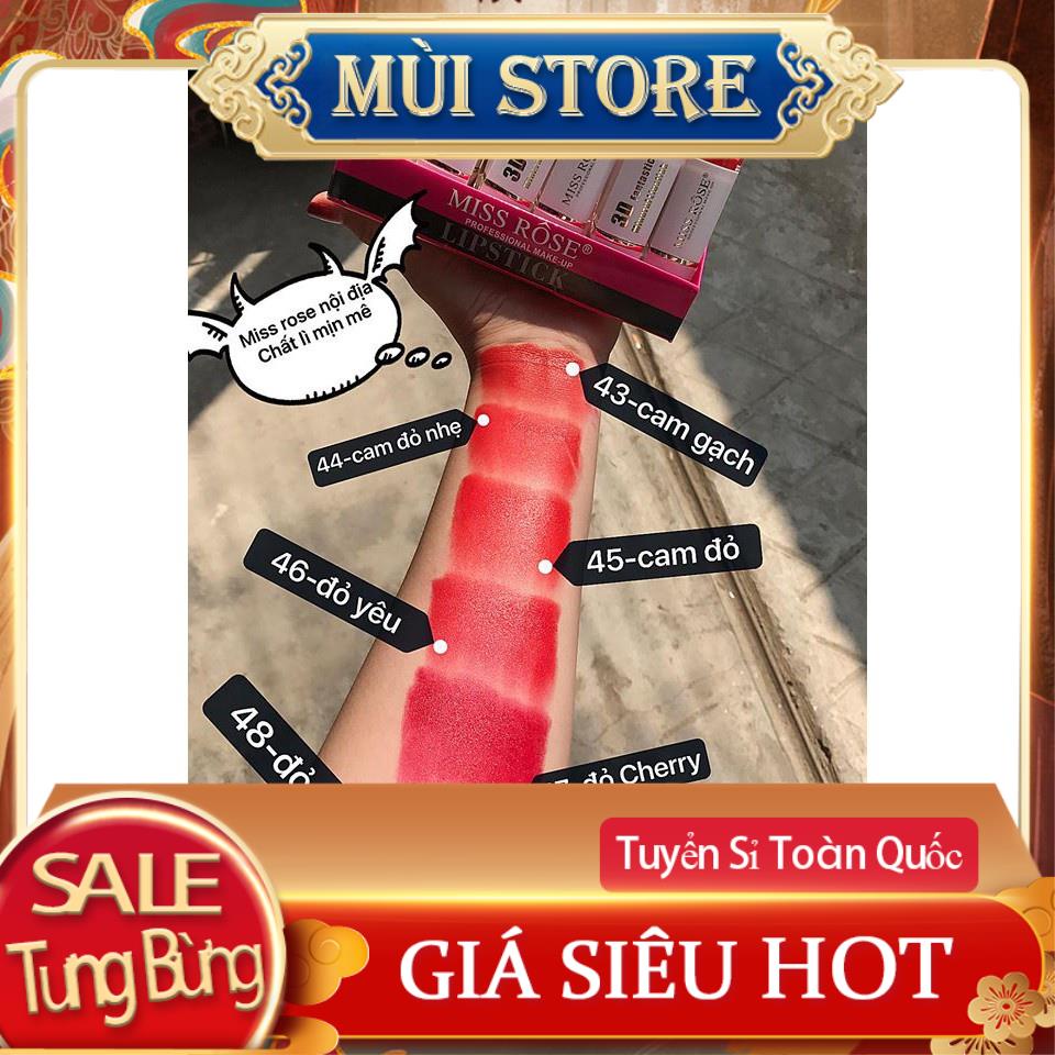 Son Lì MISS ROSE TRẮNG matte lipstick nội địa giá tốt sỉ rẻ lâu trôi chuẩn màu mềm mịn dưỡng môi MÙI STORE SON MÔI