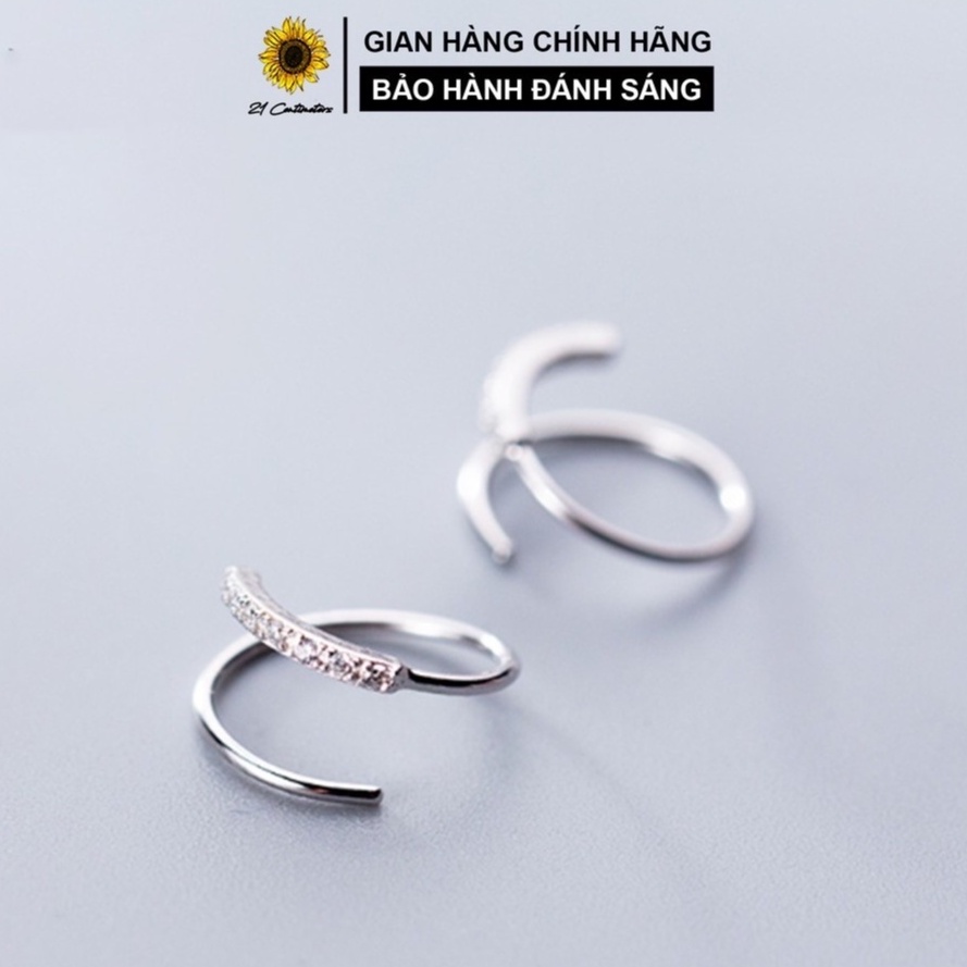 Khuyên tai bạc Vòng Diamond Line (Bán theo chiếc) Trang sức bạc Tiệm bạc 21 Centimeters