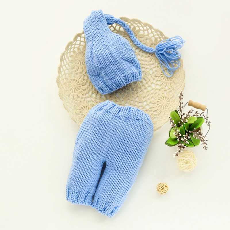 Set 2 Món Đồ Đuôi Dài Đan Tay Dễ Thương Dùng Làm Đạo Cụ Chụp Ảnh Cho Bé Sơ Sinh