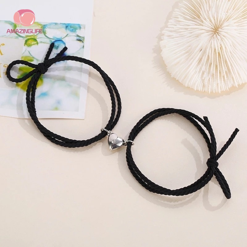 Set 2 Vòng Tay Dây Cao Su Bện Co Dãn Dễ Thương Cho Cặp Đôi / Tình Bạn