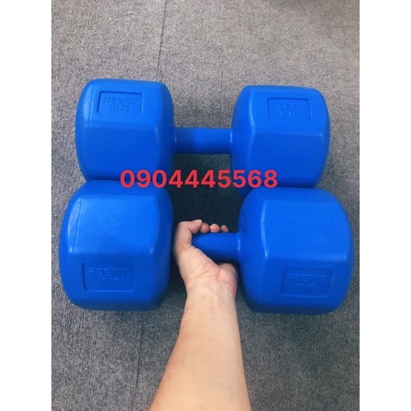 (Độc quyền) Tạ tay nhựa bát giác loại 10kg, 12kg mẫu mới vỏ giày chống vỡ, chống lăn