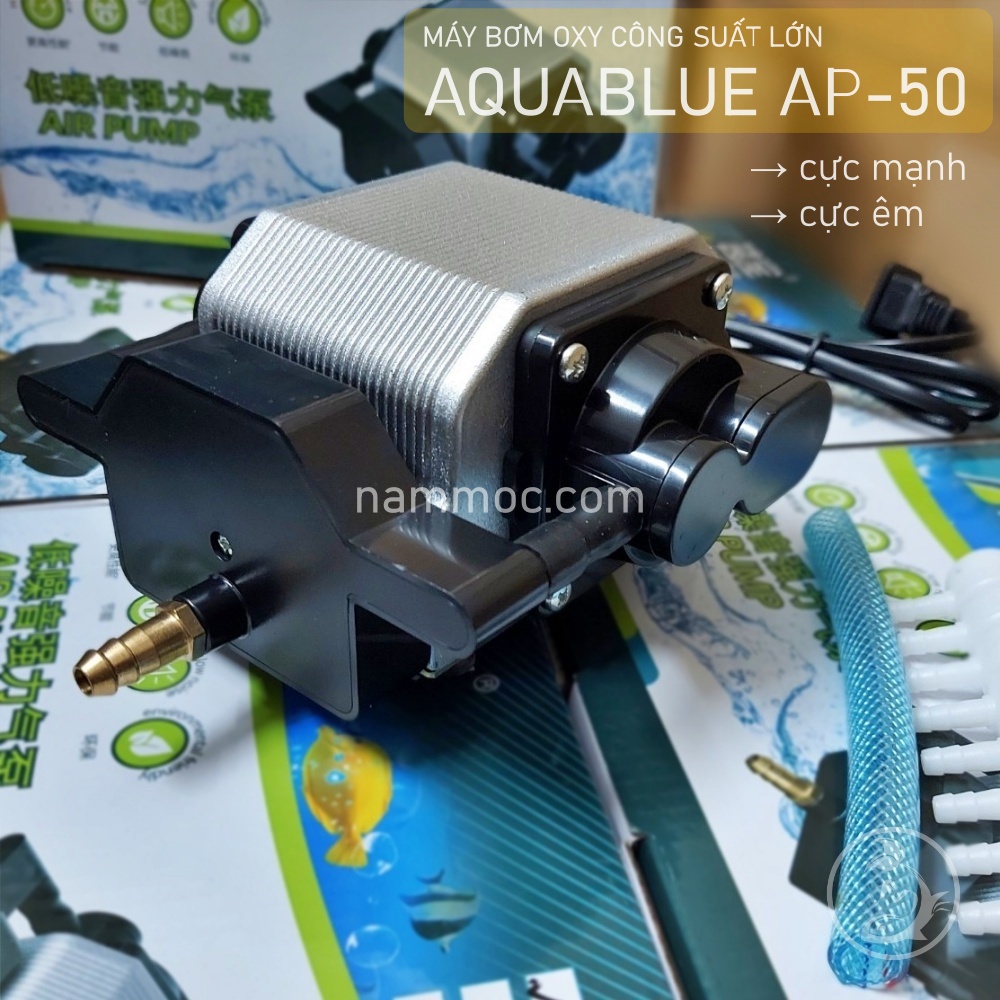 Sủi Oxy AquaBlue AP-50 [25W-54L/min] | Máy Sủi Oxy Công Suất Cao - Độ Ồn Thấp Dành Cho Hồ Cá (tặng kèm đầu chia 8)