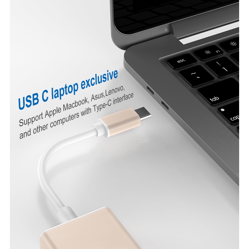 Type C To VGA Adapter USB 3.1 USB C To Female VGA Cable Adapter for Macbook 12in Chromebook Pixel Lumia 950XL Galaxy S8/9