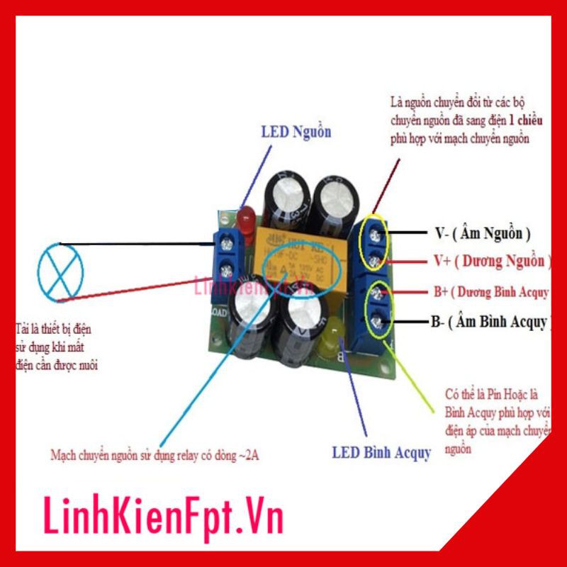 Mạch Tự Động Chuyển Nguồn Khi Mất Điện 12V DC CN12