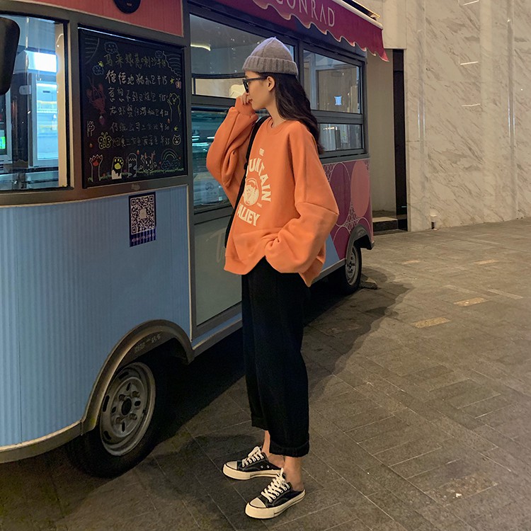 Áo nỉ nữ form rộng cổ tròn dài tay ulzzang Hàn Quốc A55 - Roxie | BigBuy360 - bigbuy360.vn