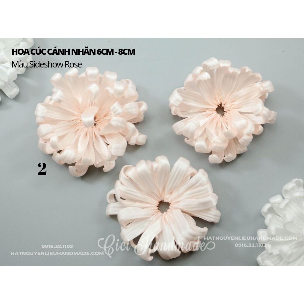 Hoa cúc lụa cánh nhăn làm đồ phụ kiện đính váy áo Cici Handmade