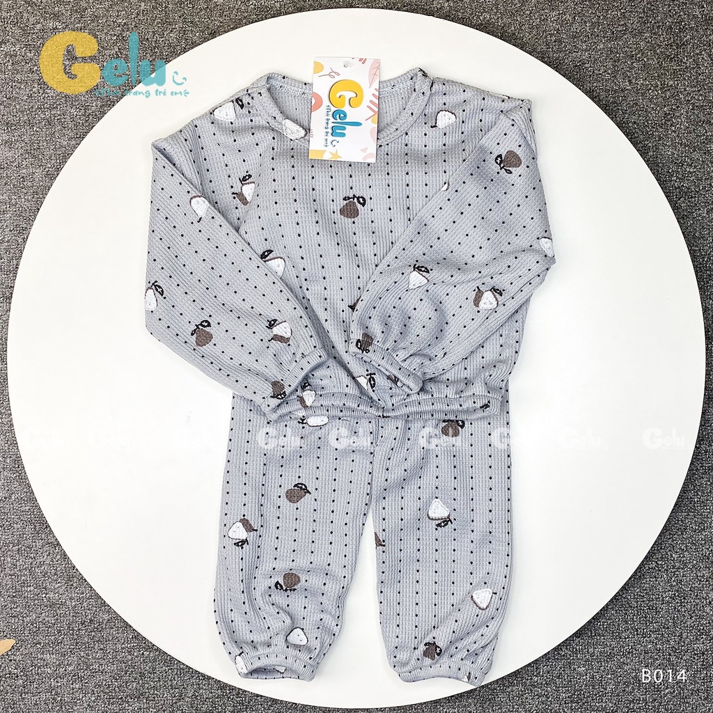 Bộ thu đông cho bé, Bộ quần áo dài tay chất liệu cotton tổ ong mềm mịn dành cho bé từ 8-22kg - Gelukids