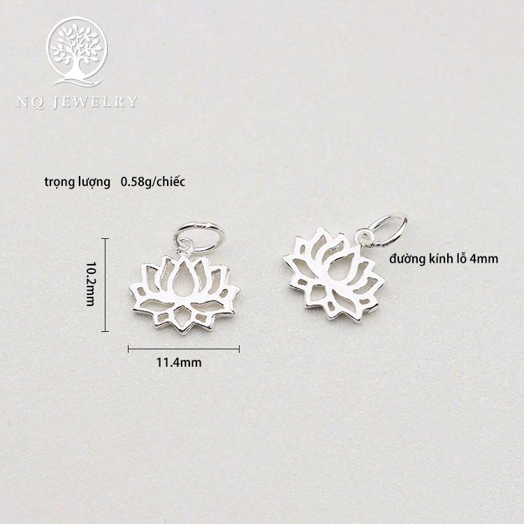 Charm bạc hình hoa sen treo - NQ Jewelry