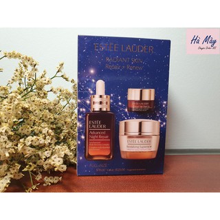 Set Dưỡng Da Estee Lauder Radiant Skin Repair + Renew gồm Serum ANR full-size 30ml, serum eye mini, cream 15ml