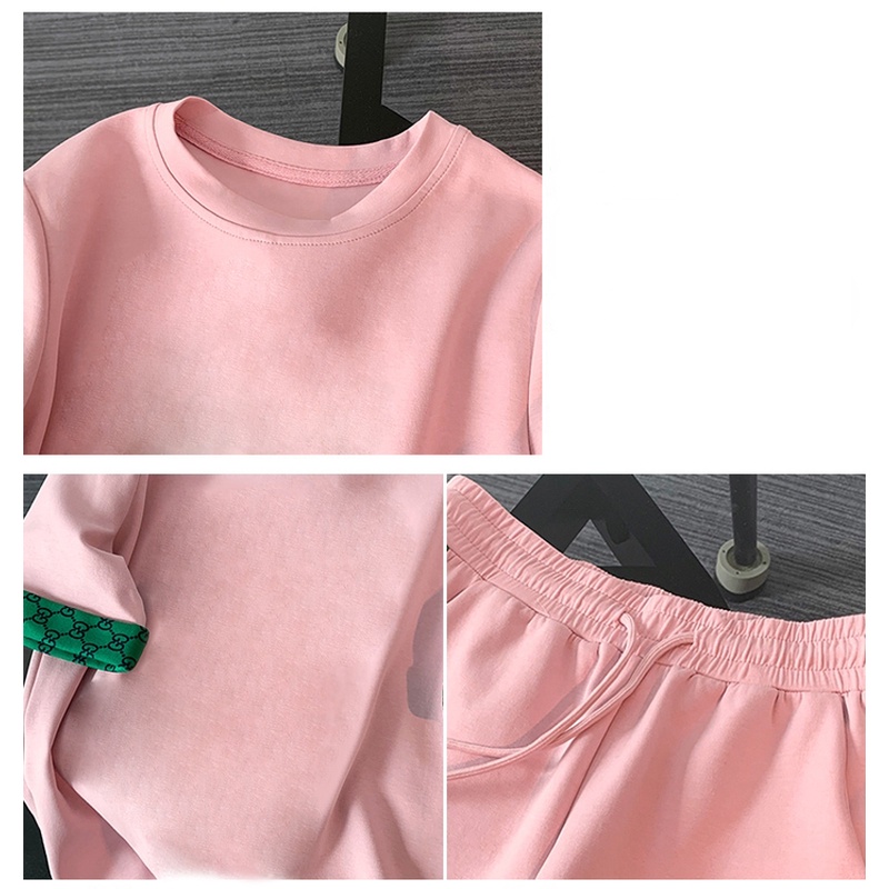 Set Áo Thun Ngắn Tay + Quần Short Ống Rộng Thời Trang Nữ