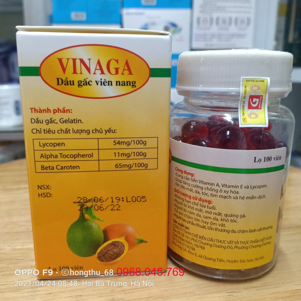Dầu gấc viên nang VINAGA lọ 100 viên | BigBuy360 - bigbuy360.vn