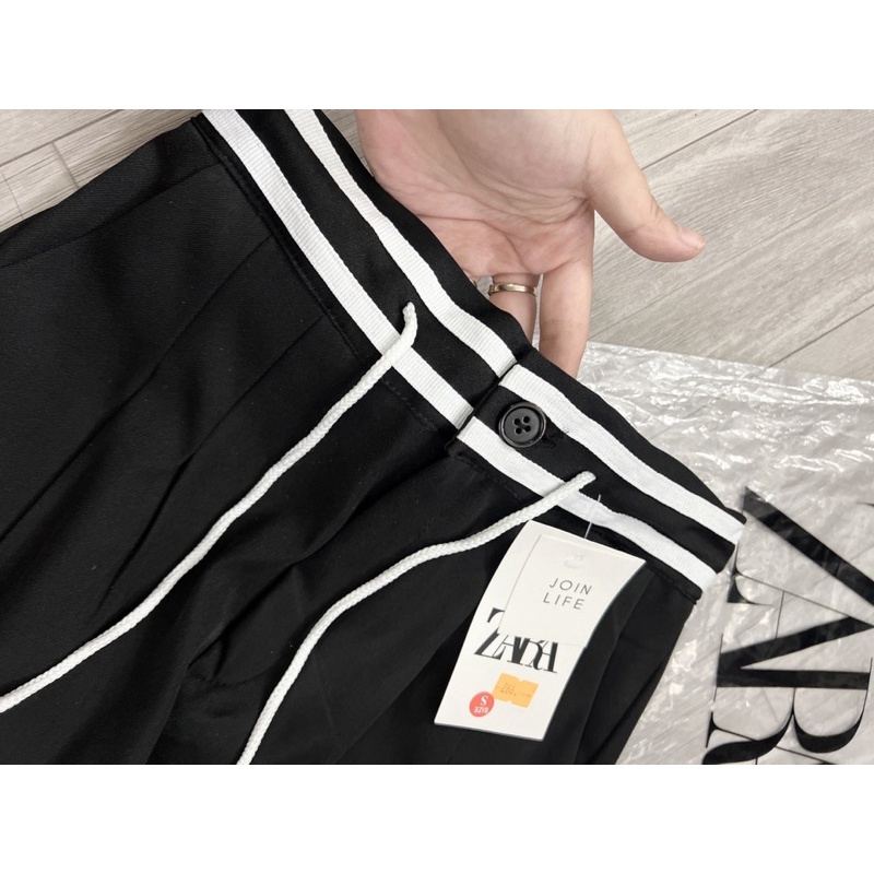 Quần suôngvải RUBY đen phối viền cạp kiểu mới cho nữ