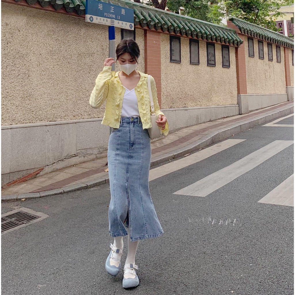 Chân Váy Đuôi Cá Lưng Cao Phong Cách Vintage | BigBuy360 - bigbuy360.vn