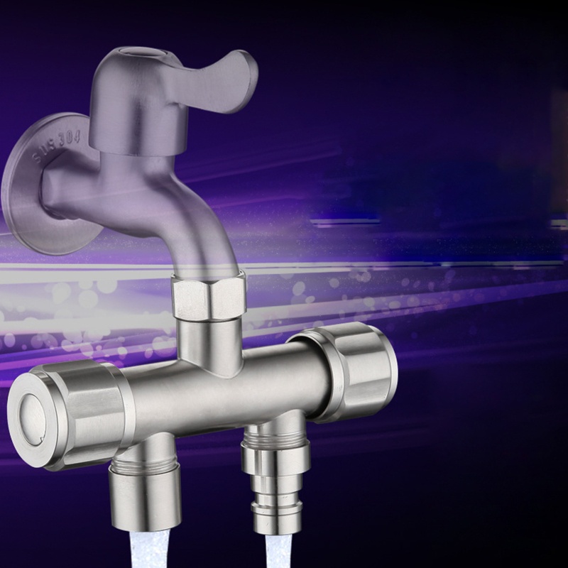 Iwo Vòi Nước Hai Đầu Cho Van Chia Hai Đầu Bằng Thép Không Gỉ Cho Máy Giặt