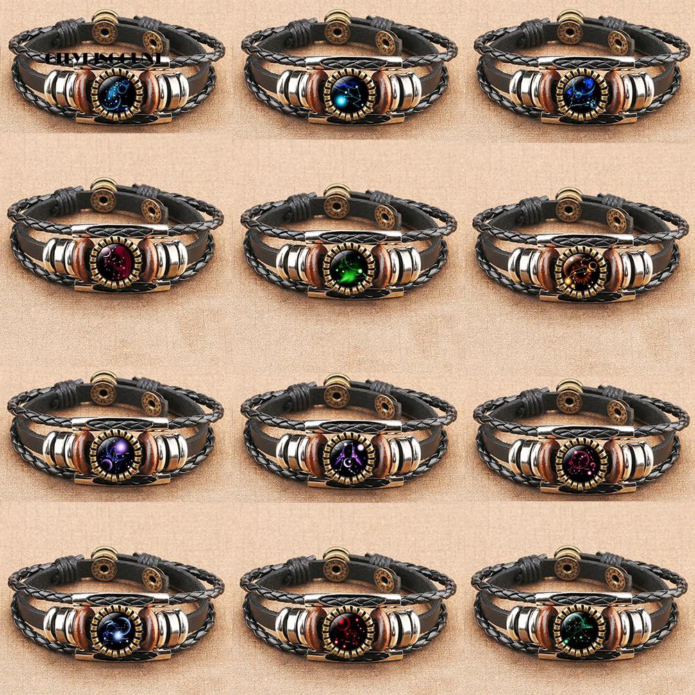 Vòng đeo tay nhiều lớp họa tiết 12 cung hoàng đạo phong cách cổ điển | BigBuy360 - bigbuy360.vn