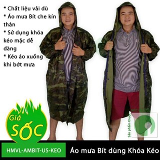 Áo mưa lính dây kéo HÀNG TỐT loại dày chống thấm đi mưa