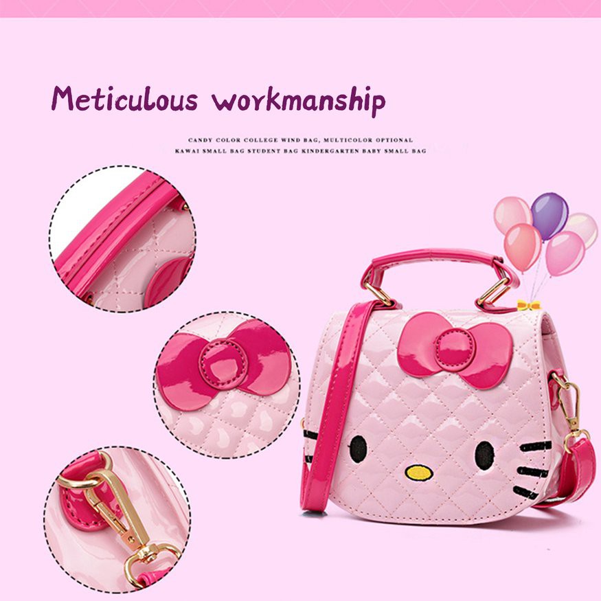 Túi Đeo Chéo Da Pu Hình Hello Kitty Cho Bé Gái