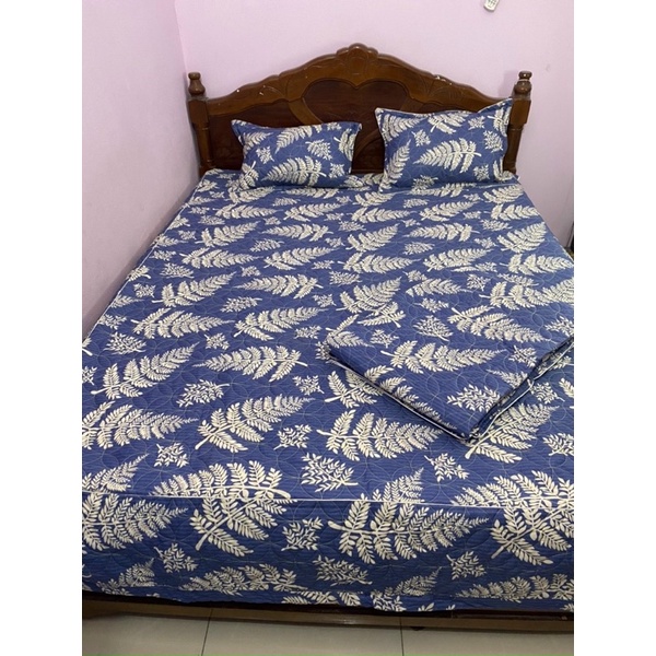 Bộ chăn ga gối trần bông xẻ góc ( ga chùm , ga xẻ góc , ga bọc )