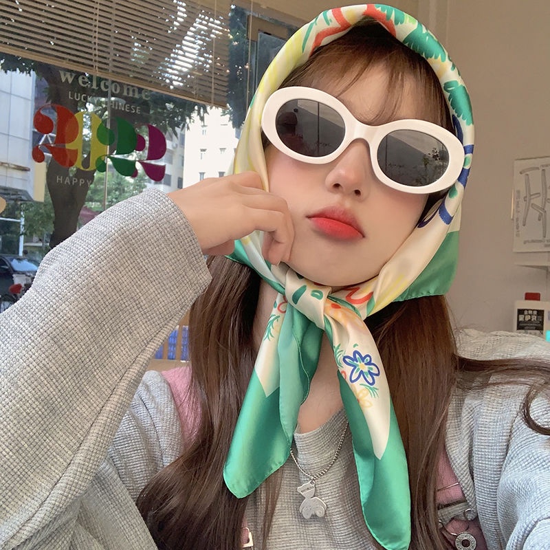 Khăn Choàng Cổ Chống Nắng In Họa Tiết Hoa Phong Cách Hàn Quốc Dễ Thương Thời Trang Mùa Hè