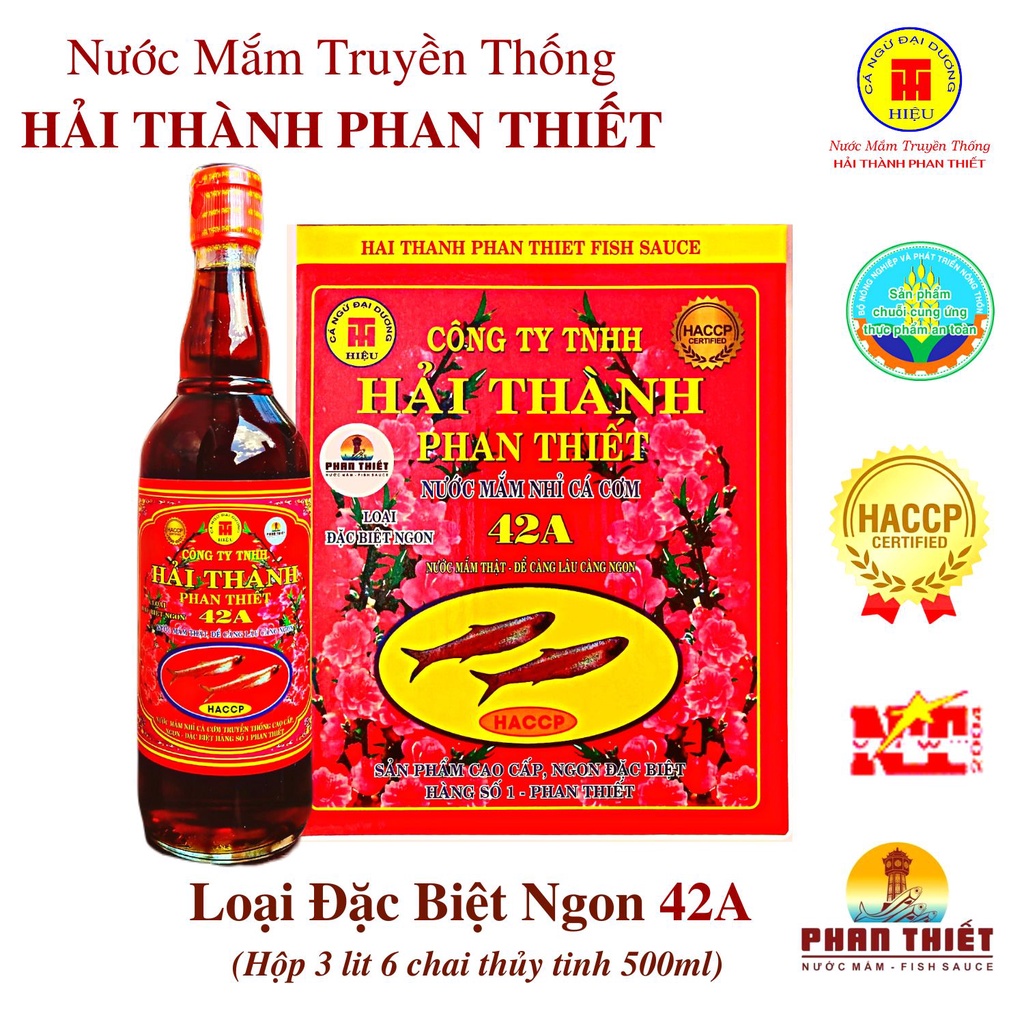 Nước mắm truyền thống Hải Thành Phan Thiết - Chai Thủy Tinh (Thể tích thực 3 Lít)