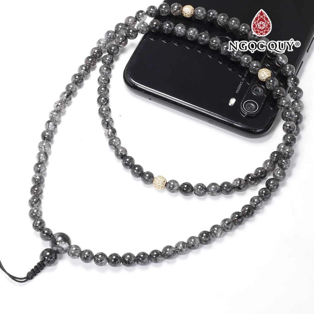 Vòng chuỗi 108 hạt thạch anh tóc đen - Ngọc Quý