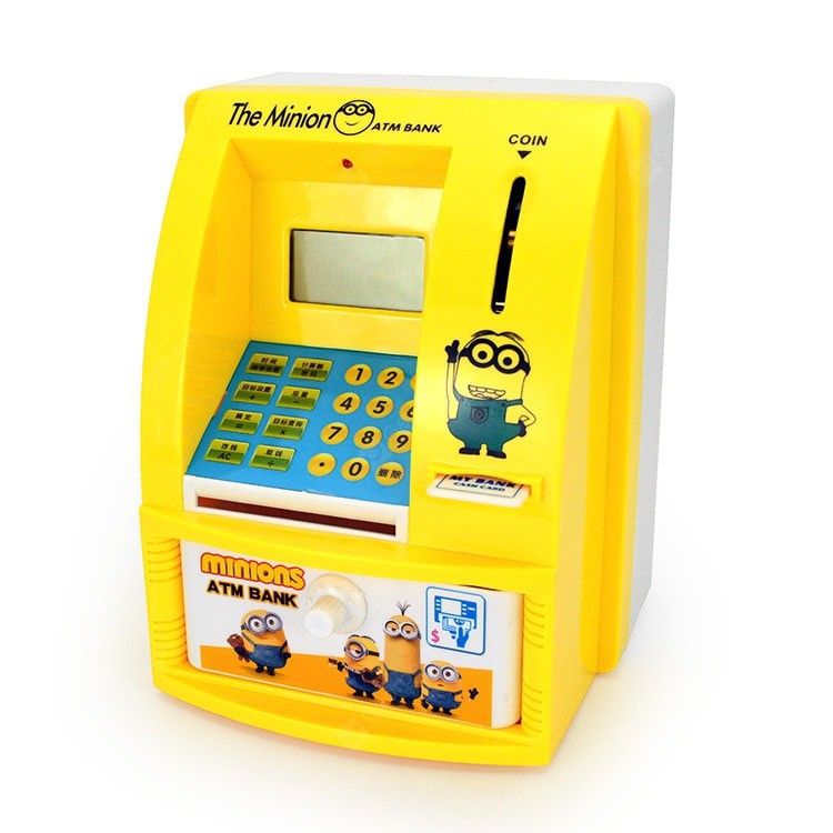 Ống Heo Tiết Kiệm Tiền Hình Máy Atm / Mèo Hello Kitty / Minion / Doraemon Giáo Dục Cho Bé