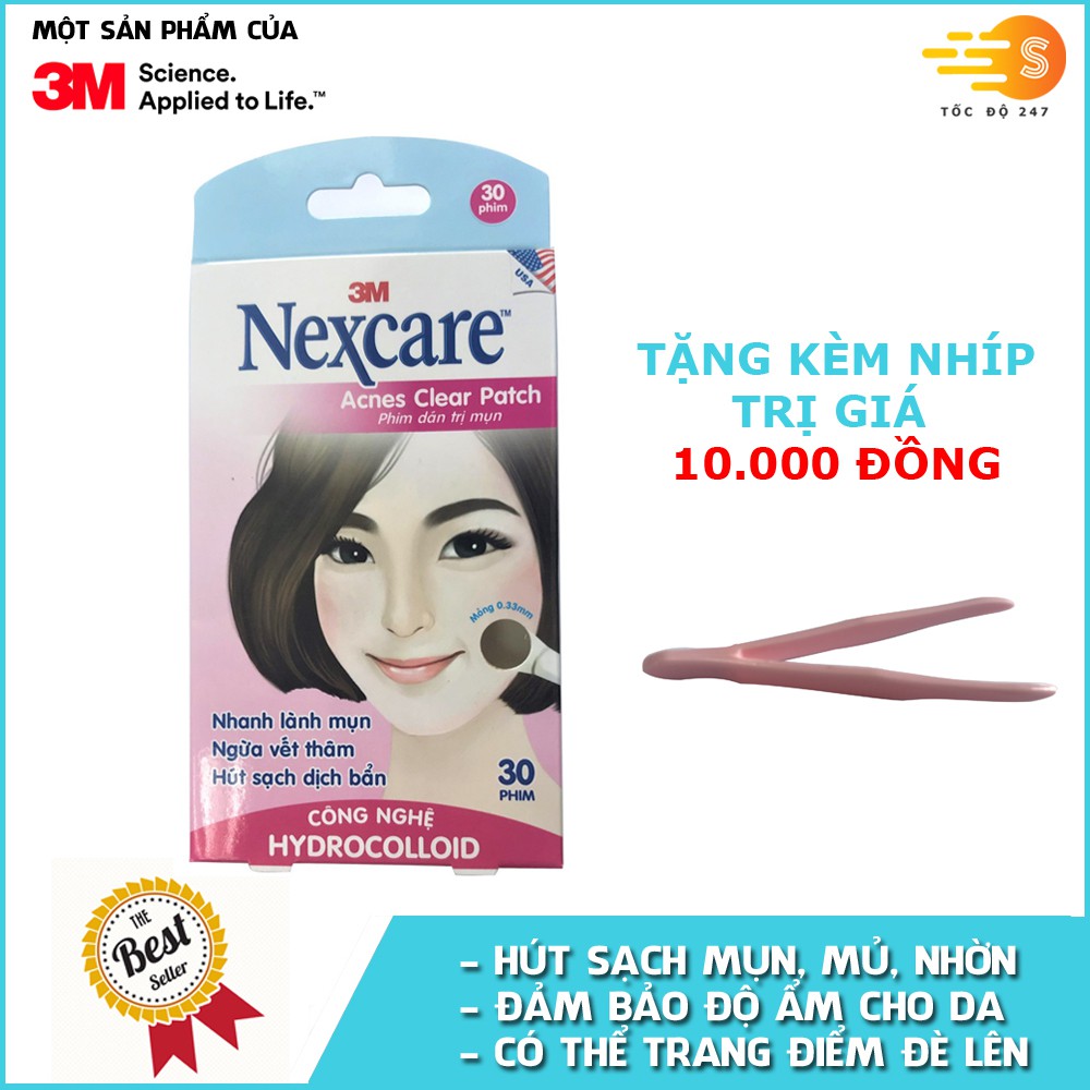 Hộp 30 miếng phim dán mụn, ngăn sẹo thâm Nexcare 3M TM-30M