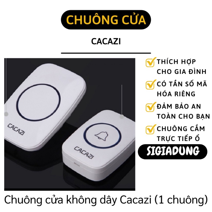 [SGD] Chuông Cửa - Chuông Cửa Không Dây Cacazi, 38 Kiểu Chuông, 4 Mức Âm Lượng, Chống Nước 9472