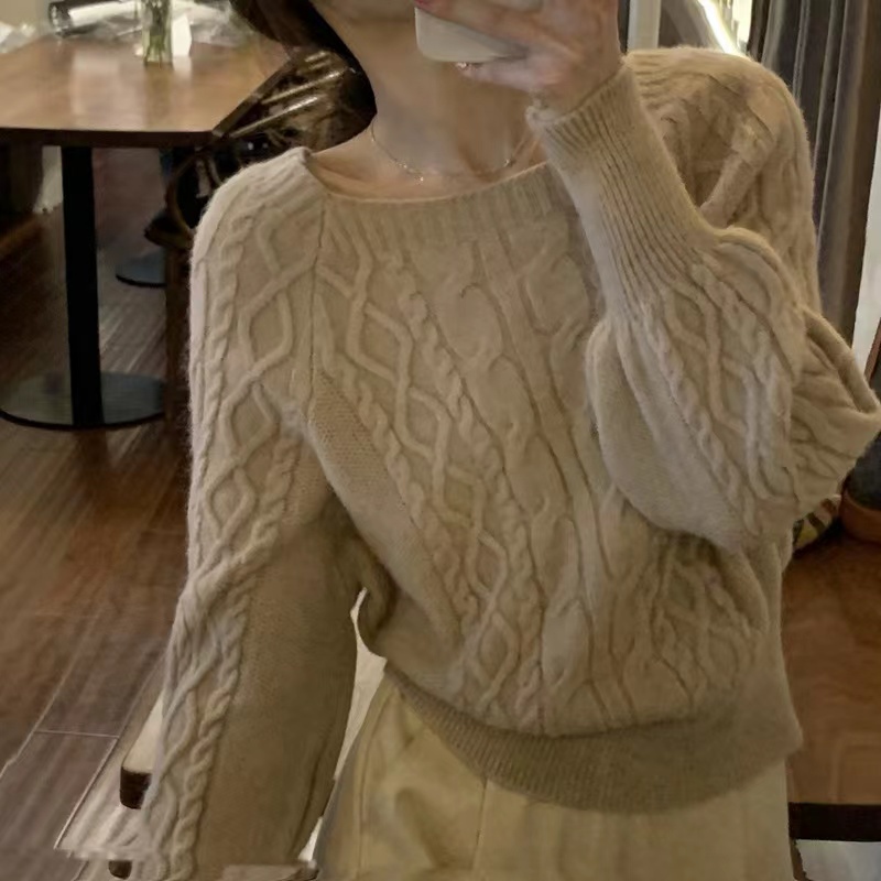 Áo Sweater Cổ Vuông Dày Dặn Phong Cách Hàn Quốc Thời Trang Thu Đông Mới Cho Nữ