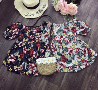 Set áo trễ thô quần hoa thô