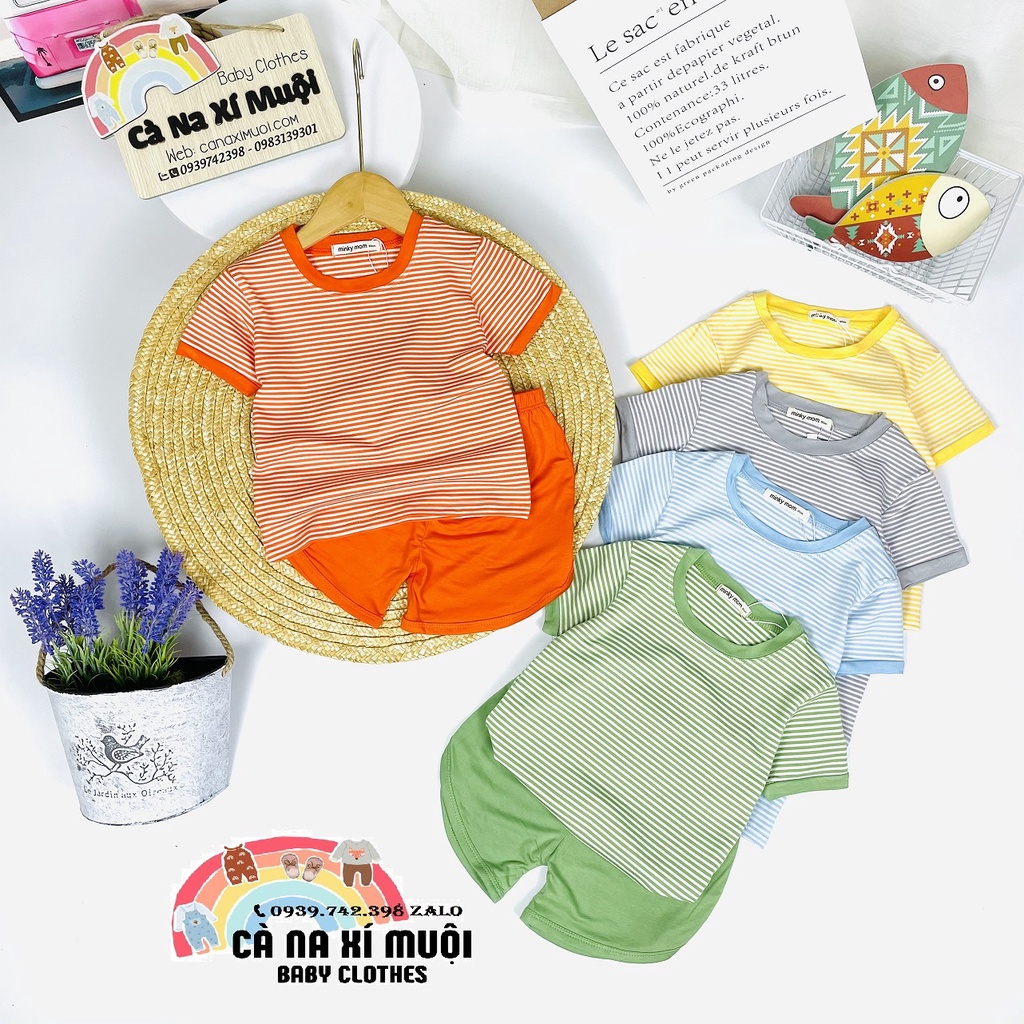 Bộ Minky Mom DỆT SỌC FullSize(7-32Kg)FREE SHIPCotton Lạnh Dể Thương Cho Bé Gái Bé Trai, Đủ Màu