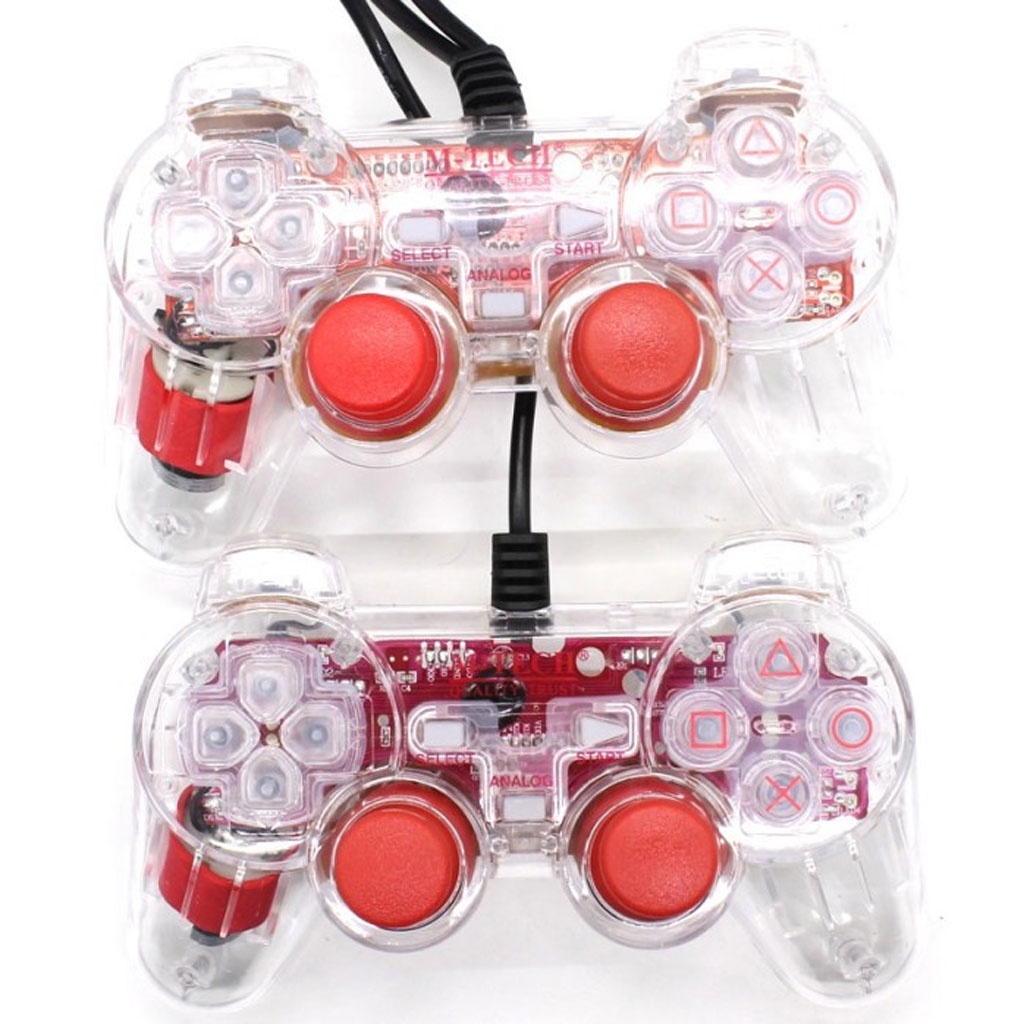 Tay cầm chơi game điện tử pc 2 người chơi có tích hợp đèn led, rung tương tác cho cảm giác chân thực hơn
